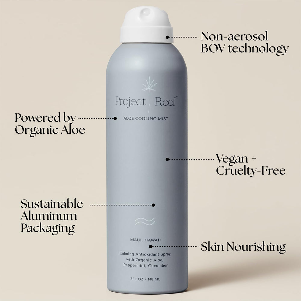 Label closeup featuring organic aloe vera and natural ingredients