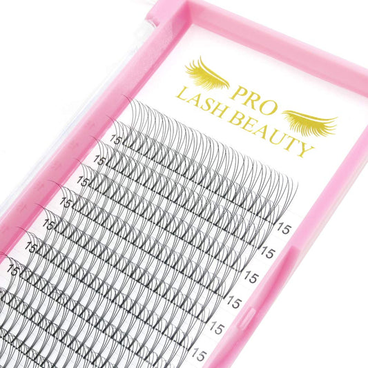 PRO LASHBEAUTY Premade fans 3D-C-0.07 closeup for lightweight natural-looking volume