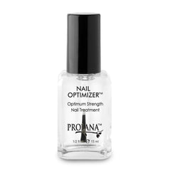 Prolana Nail Optimizer label detail highlights a clear formula with high-gloss finish.
