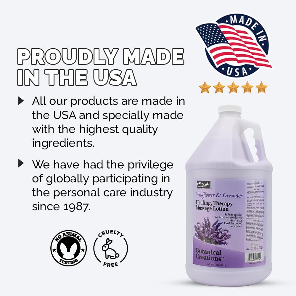 PRONAIL Healing Therapy Massage Lotion USA-made cruelty-free formulation.