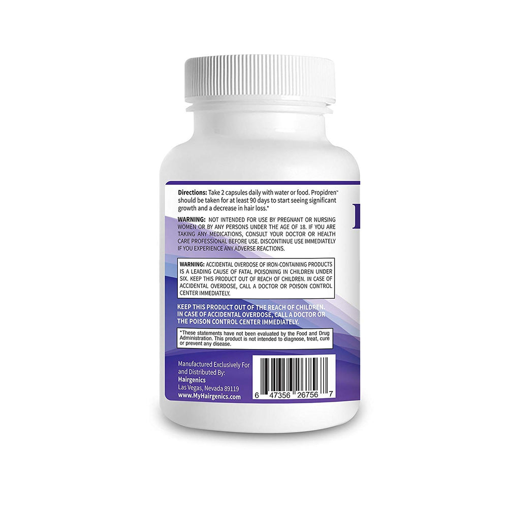 Pronexa Propidren ingredients label highlights saw palmetto and botanicals for follicle care