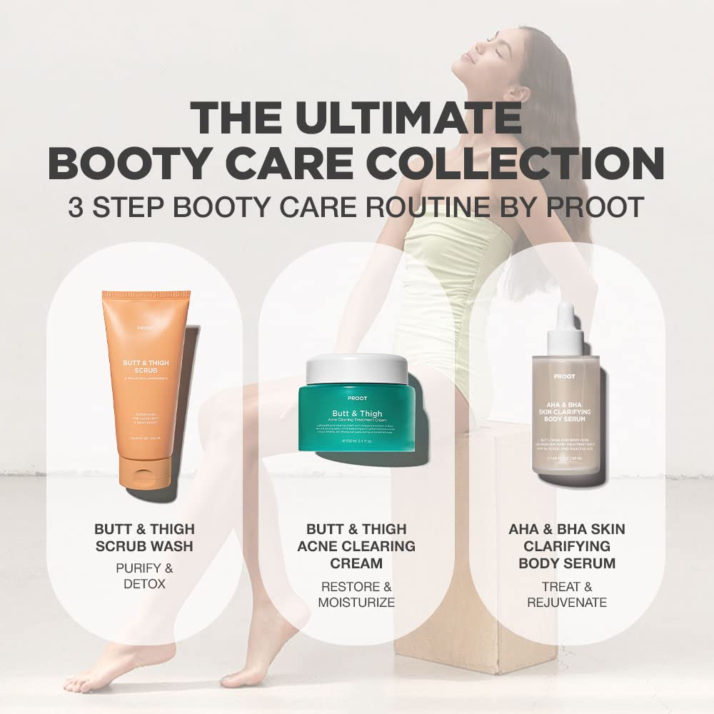 PROOT Butt Scrub Wash ingredients rosemary and centella—natural skin clarity.