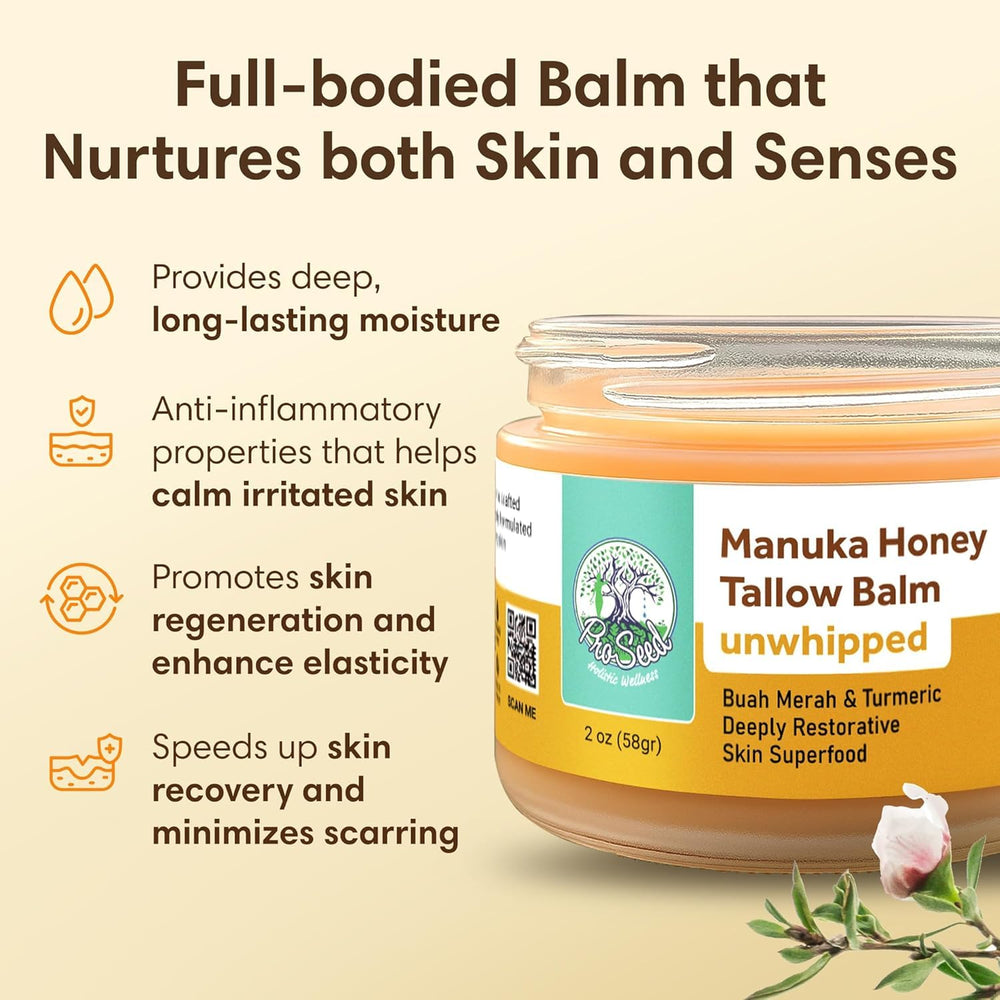 ProSeed grass-fed tallow balm bottle highlighting purity and heritage ingredients.