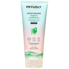 PROUDLY Moisturizing Baby Conditioner bottle pour highlights hydration for curls