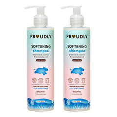 PROUDLY Softening Shampoo bottle showing gentle cleansing for babies' curls