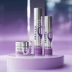 PROVEN SkinSpecific three-step kit display communicates a complete routine for dry skin care