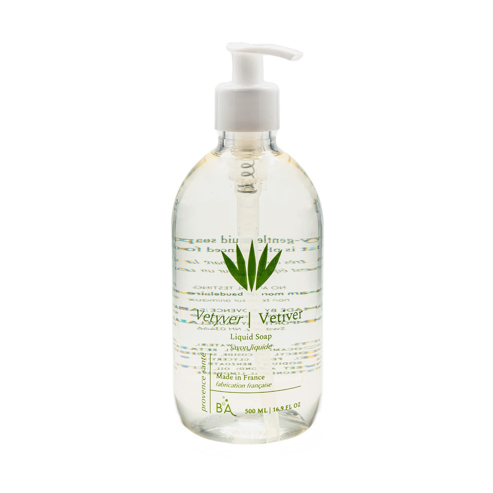 Provence Sante natural liquid soap bottle pump for mess-free handwashing.