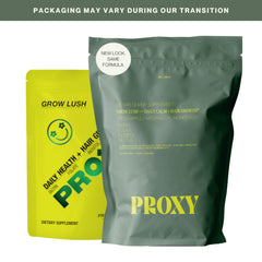 PROXY Hair Growth Gummies back label highlights biotin, folate, inositol, and nettle