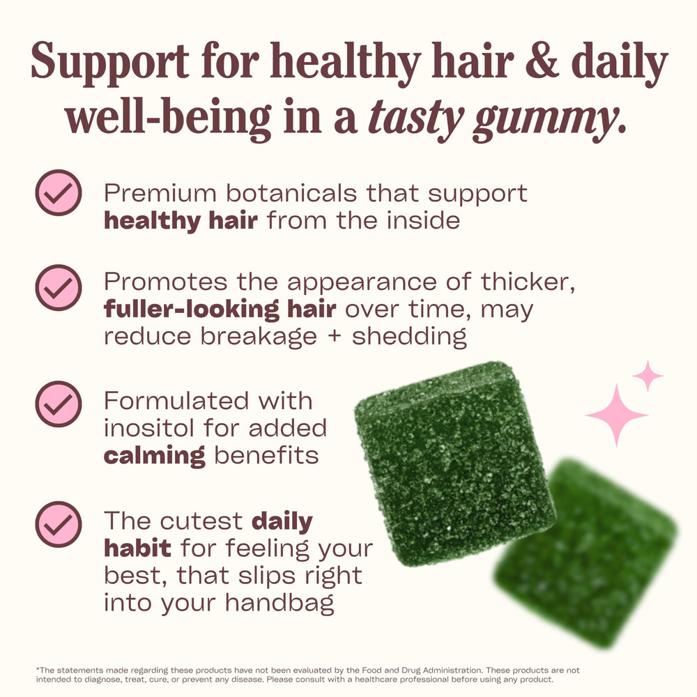Gummies arranged to emphasize green apple flavor and clean ingredients