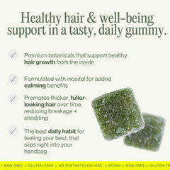 Gummies arranged to emphasize green apple flavor and clean ingredients