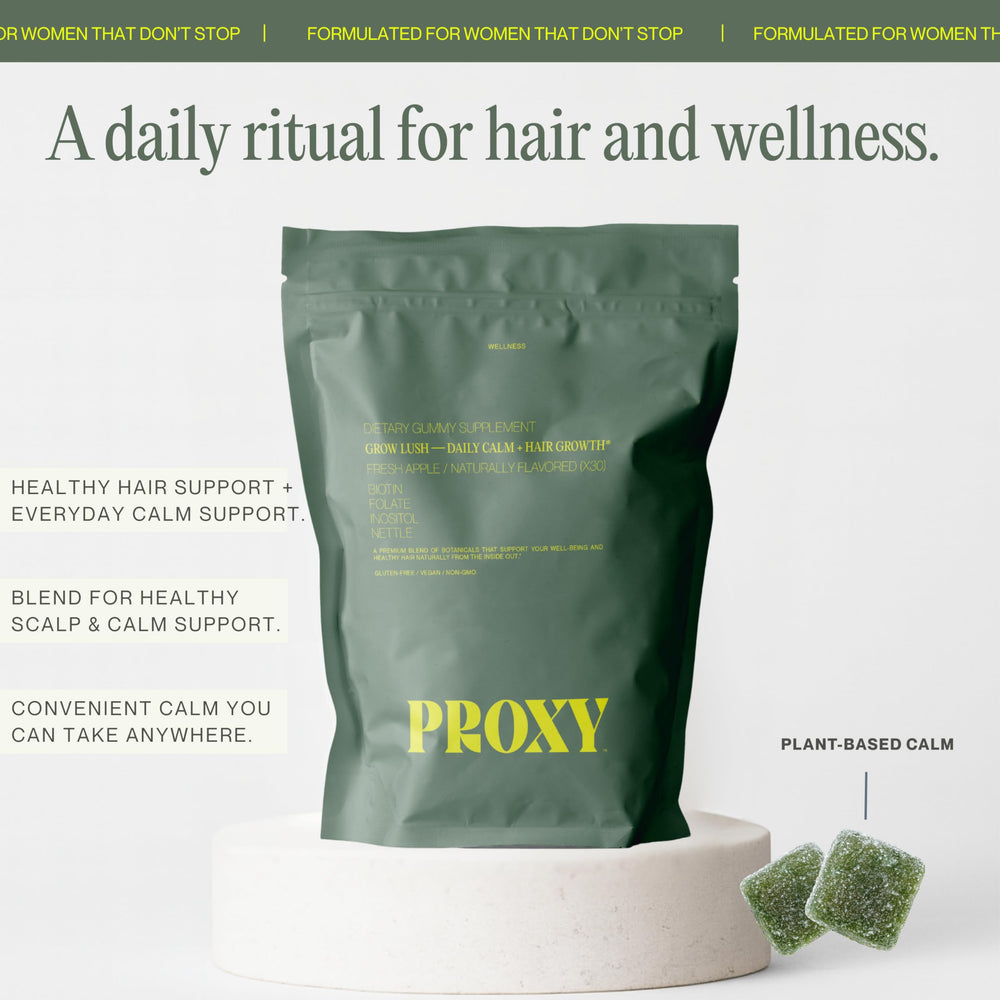 Unopened PROXY pack shows a simple daily wellness routine