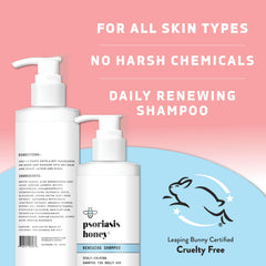 PSORIASIS HONEY packaging front emphasizes natural ingredients and safety