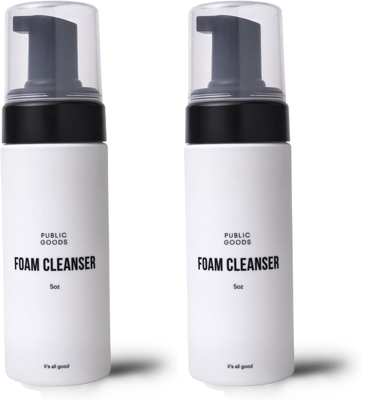Public Goods facial cleanser bottle front label highlighting vegan-friendly hydration