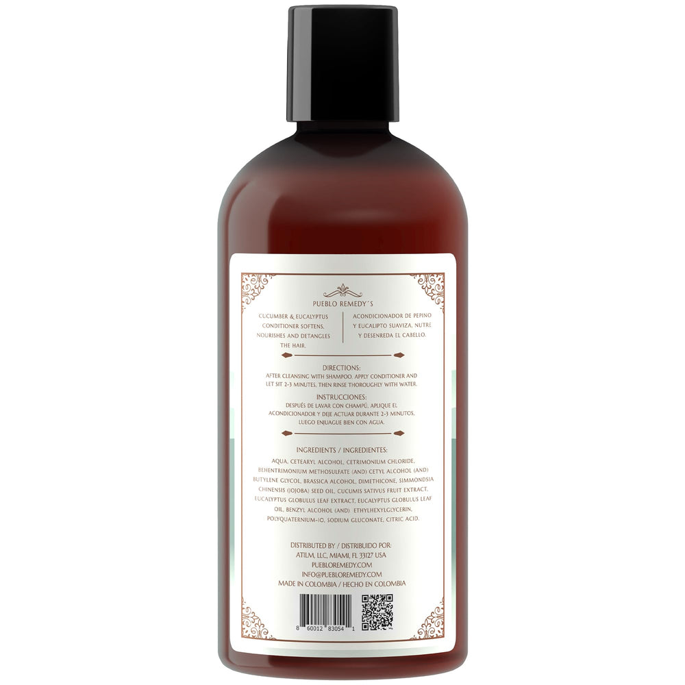 Close-up of label on Pueblo Remedy conditioner highlighting vegan and cruelty-free formula.