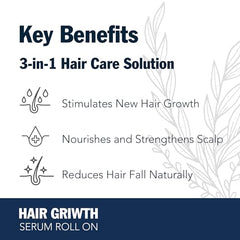 Puggaree rosemary serum roll-on precision applicator applying to thinning areas.