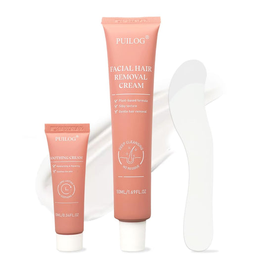 PUILOG facial hair removal cream kit with applicator for quick, gentle at-home use.