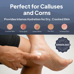Pumice Valley applying foot cream on clean feet after bathing.