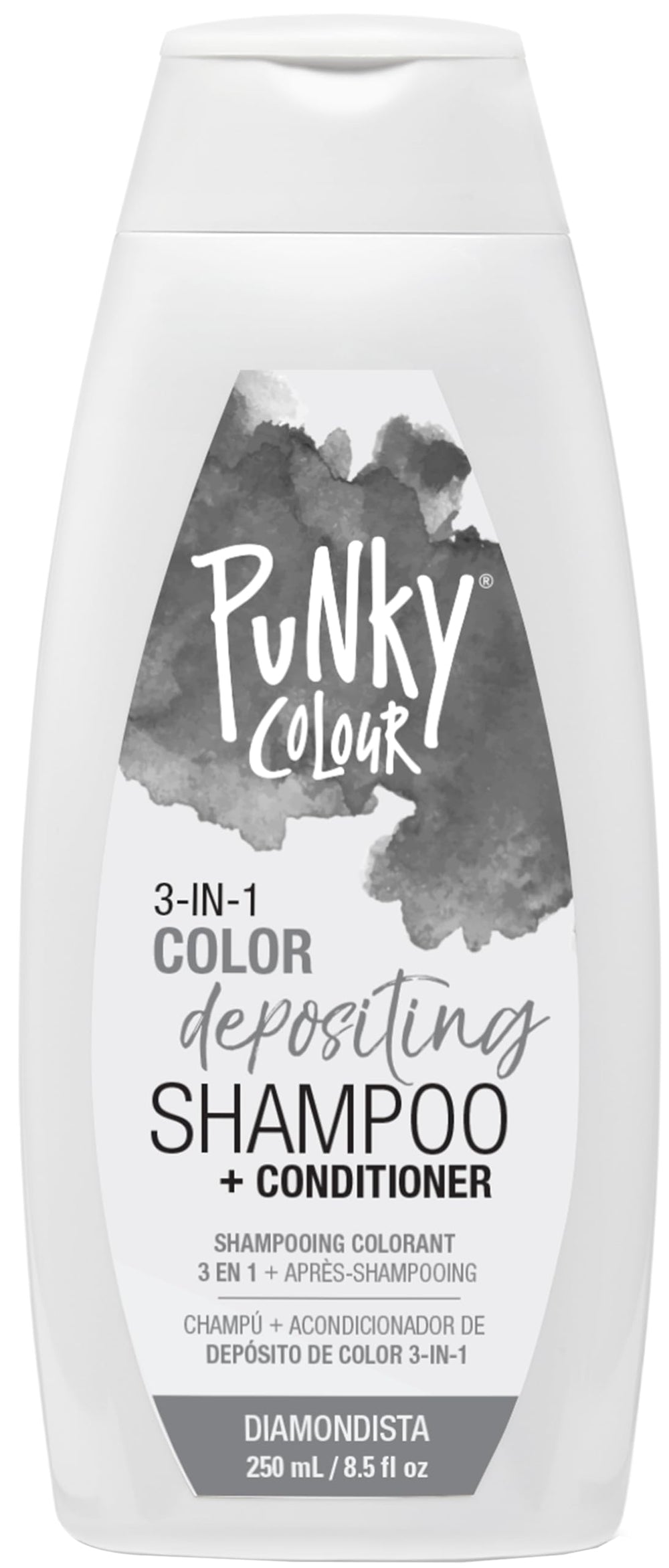 Punky Colour 3-in-1 Diamondista bottle pour demonstrates color-depositing cleanse for vibrant results.