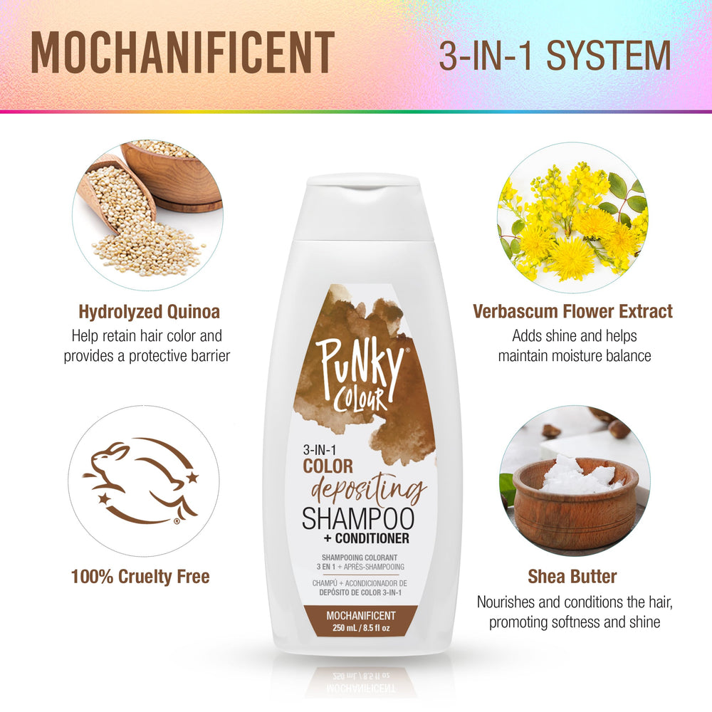 Punky Colour 3-in-1 keratin close-up highlights nourishing formula for stronger strands.