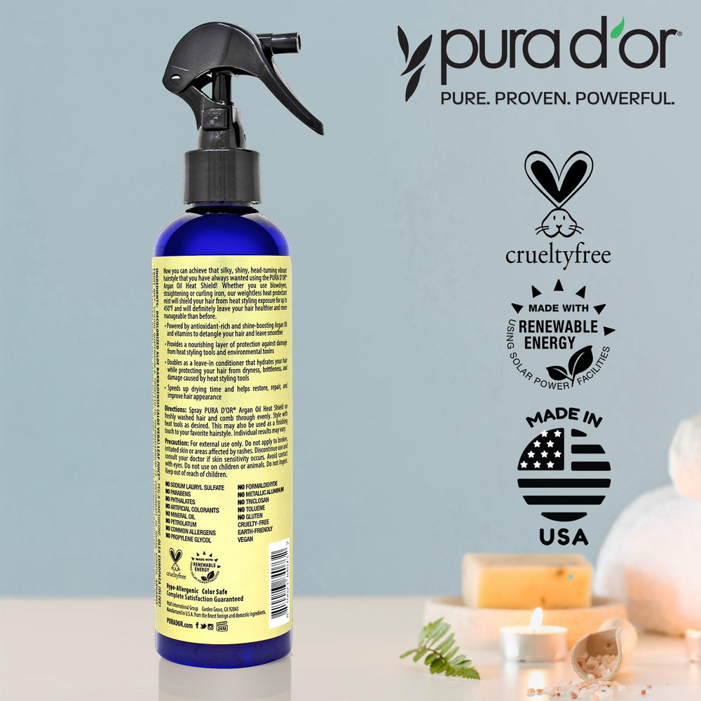 PURA D'OR Heat Shield finish adds shine and smoothness to hair