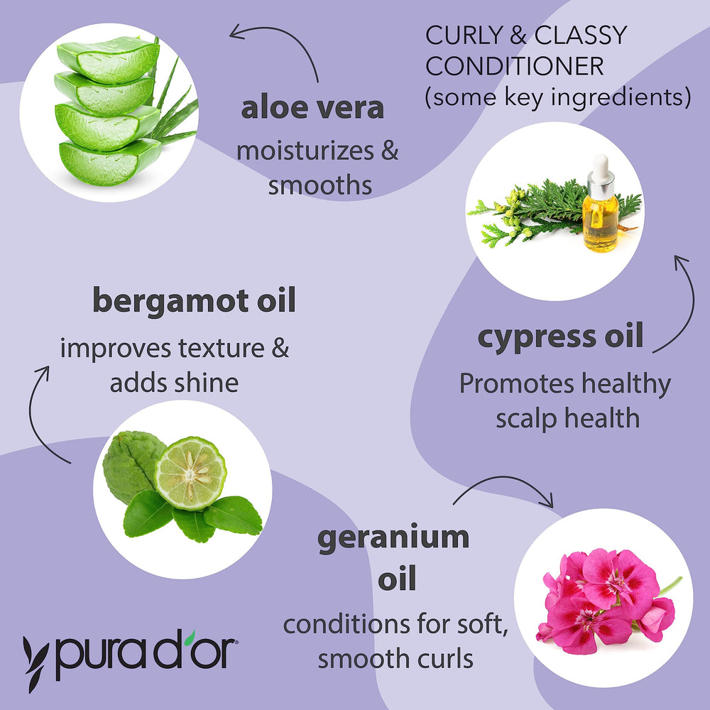 PURA D'OR Curly & Classy conditioner being poured for instant curl moisture.