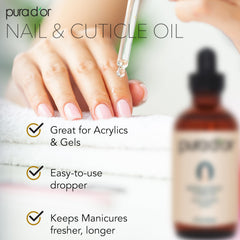 PURA D'OR dropper applying oil to cuticles for hydration