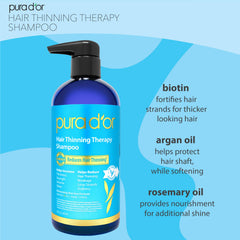 PURA D'OR shampoo and conditioner on bathroom shelf ready for routine use