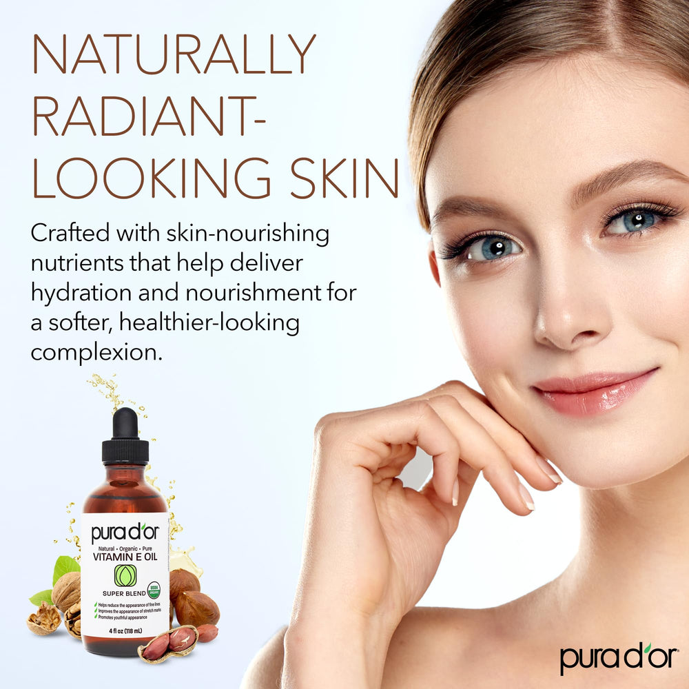PURA D'OR Vitamin E oil supports cuticle hydration and nail health.