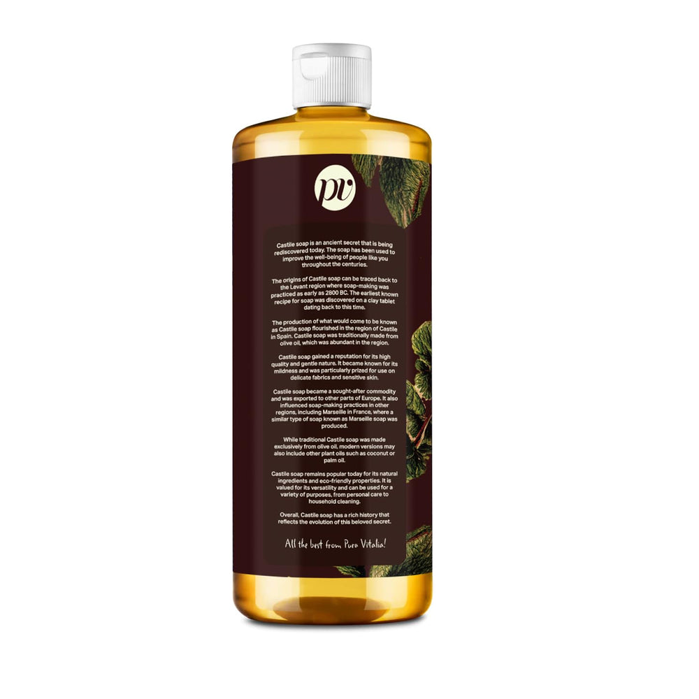 Pura Vitalia peppermint castile soap packaging emphasizing eco-friendly design
