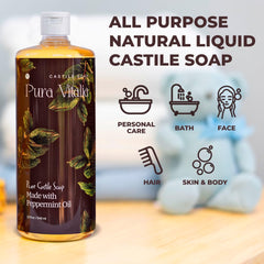 Pura Vitalia peppermint castile soap pump for easy facial and hand washing