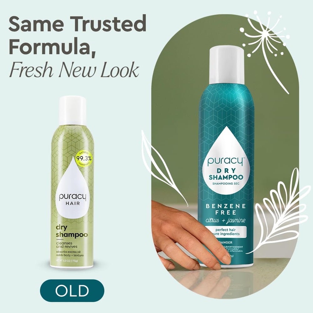 Puracy dry shampoo oil absorption on hair creates volume and bounce.