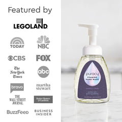 Hands using Puracy foam, showing luxurious lather for effective cleansing.