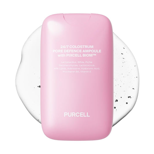 PURCELL 24/7 Colostrum Ampoule Mist pink bottle close-up showing compact packaging and hydration potential