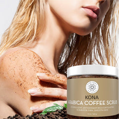 Hand applying Pure Body Naturals Arabica Coffee Scrub in the shower