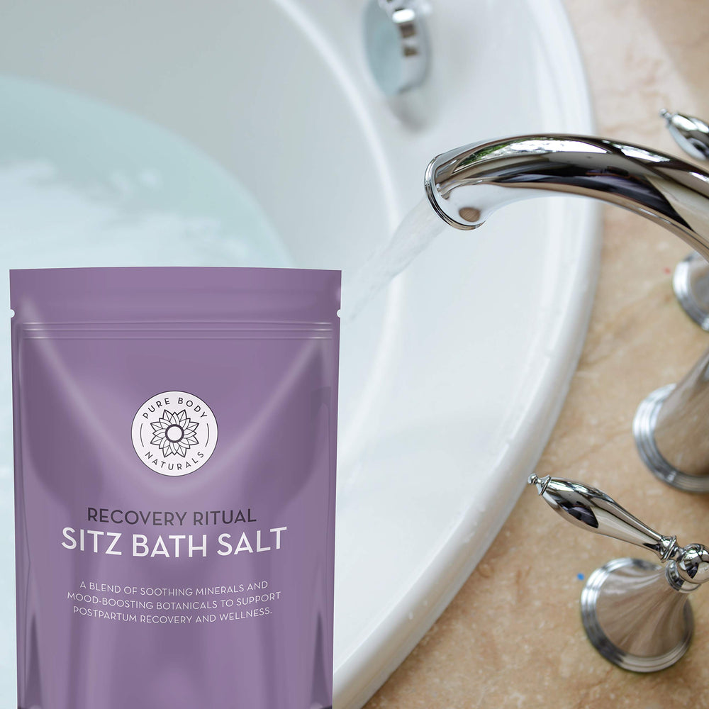 Pure Body Naturals Sitz Bath Salt in warm bath evokes relaxation