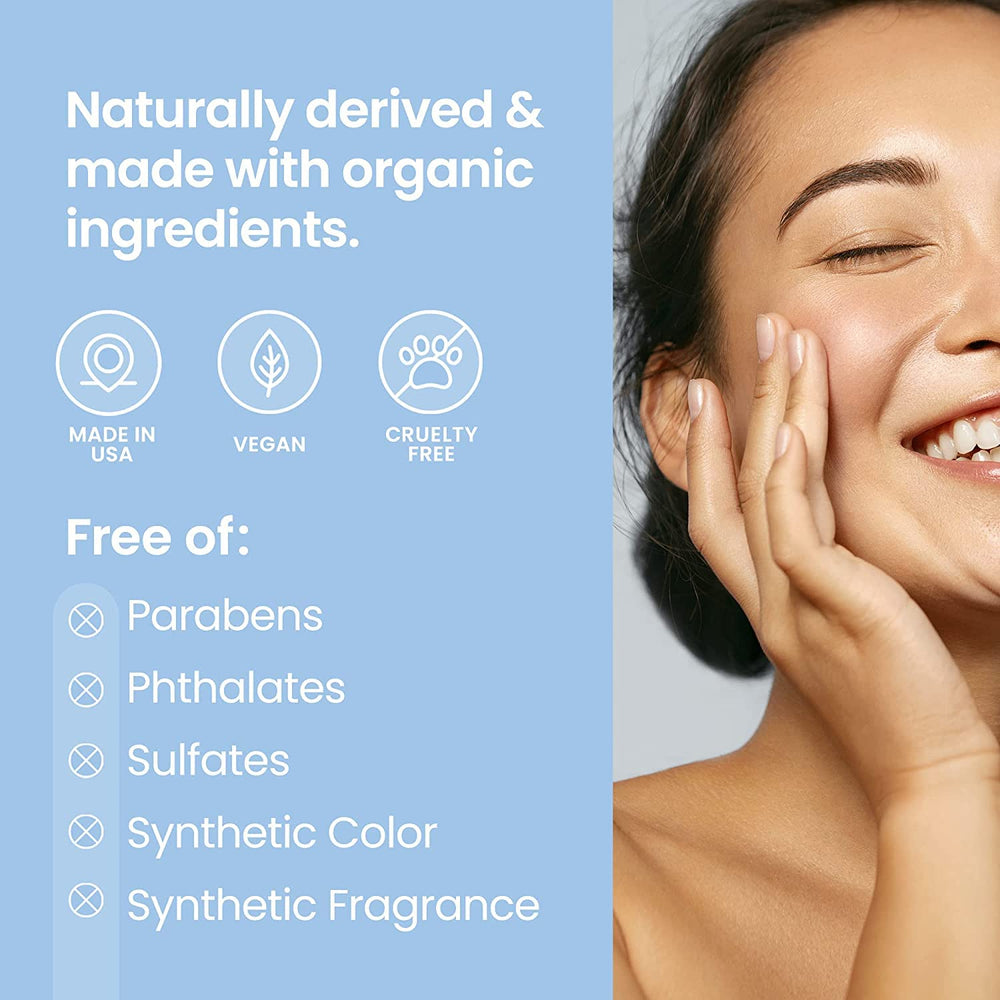 Seaweed extract and rose water in Pure Daily Care cleanser soothe irritation and balance skin.