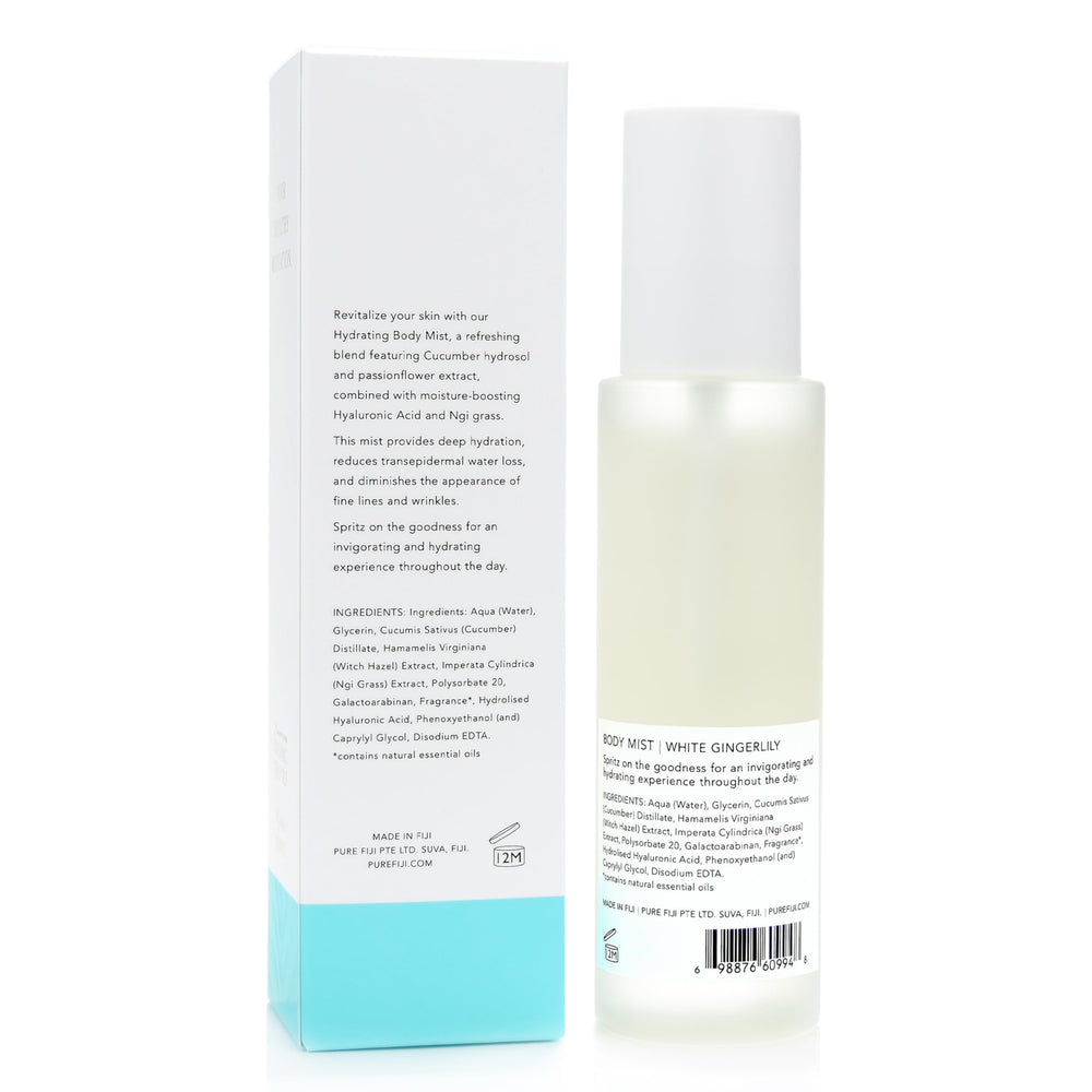 PURE FIJI Hydrating Body Mist spritz delivers refreshing hydration to skin.
