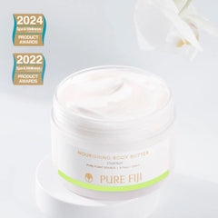 Pure Fiji Nourishing Body Butter starfruit elasticity benefits shown in smooth finish.
