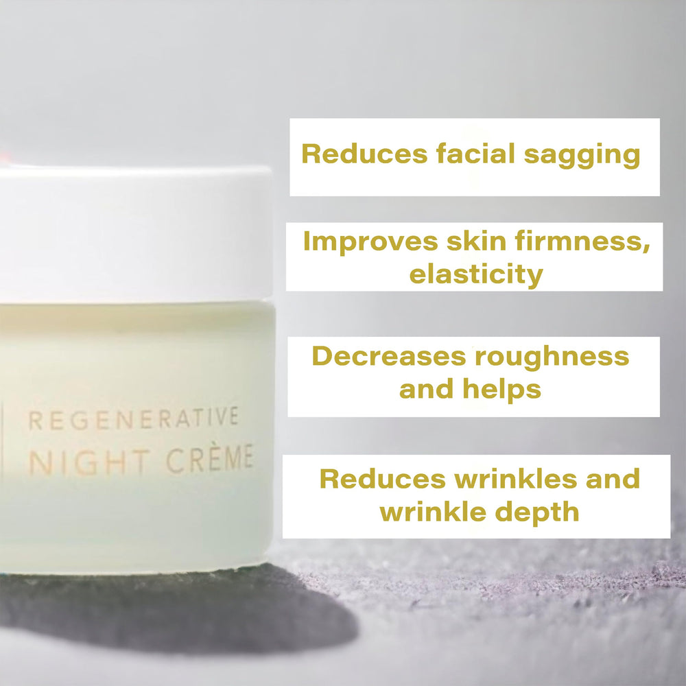 PURE FIJI Regenerative Night Cream ingredients bottle focuses on Inchi Seed and botanical oils.