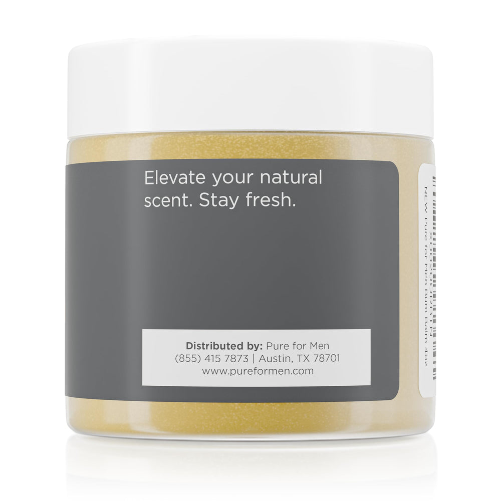 Ingredients of Pure for Men Bum Balm featuring raw shea butter for moisture