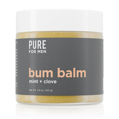 Pure for Men Bum Balm jar shown for daily skin hydration on a clean surface