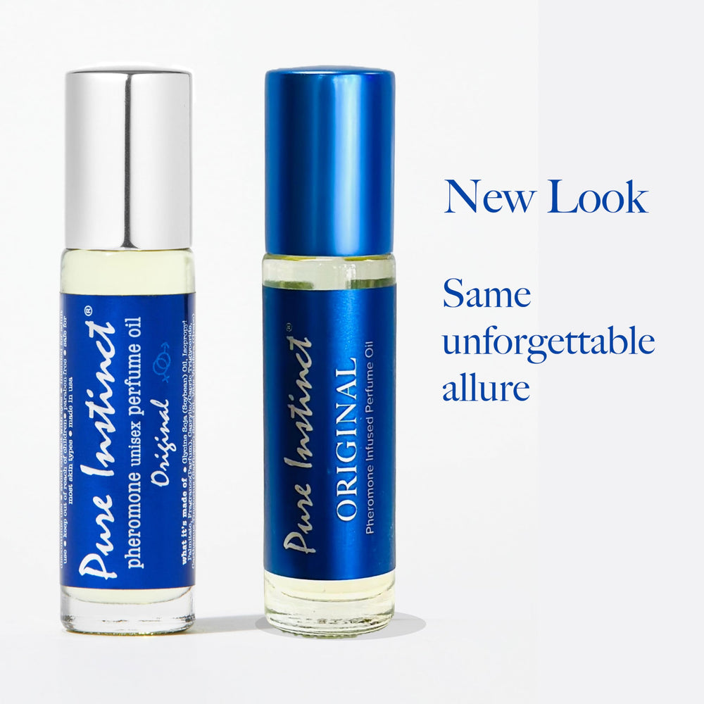 Pure Instinct Roll-On bottle close-up highlighting silky texture and layering.