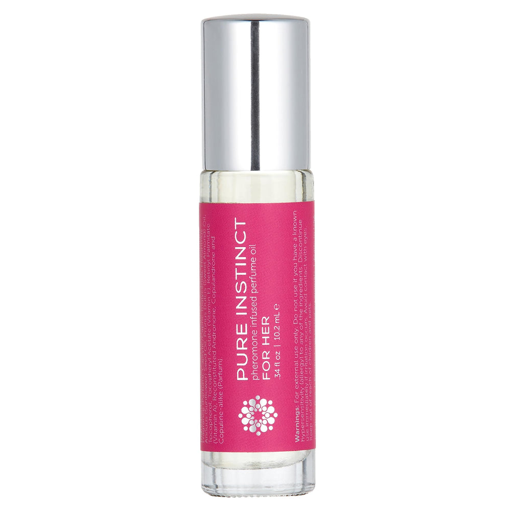 Pure Instinct Roll-On bottle close-up showing travel-ready packaging for on-the-go scent