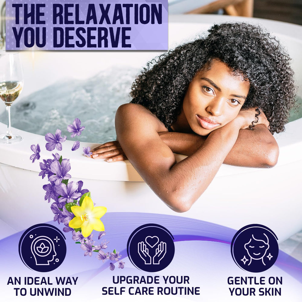 Pure Nature Lux Spa lavender-geranium-lime blend calms and refreshes the bath