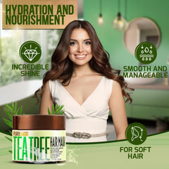 Pure Nature Lux Spa Tea Tree Hair Mask packaging highlights clean ingredients and design.