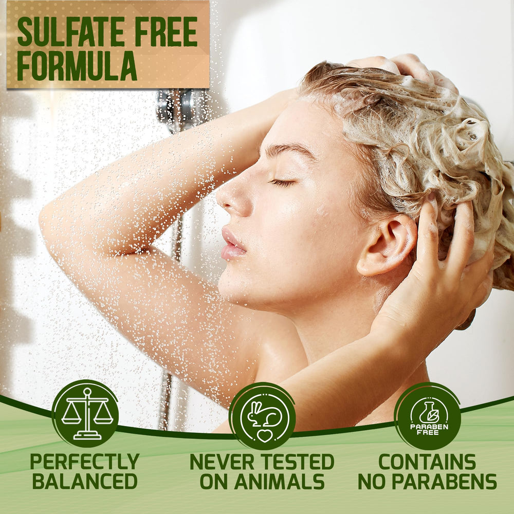 Close-up of creamy lather from Pure Nature Lux Spa tea tree shampoo on scalp.