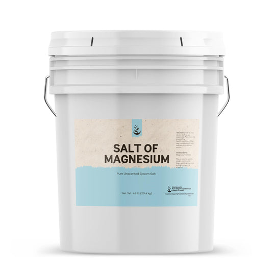 Pure Original Ingredients salt of magnesium in a resealable bucket for easy storage and quick use.