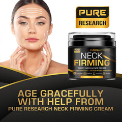 Pure Research anti-aging neck cream shown in massage-ready application.
