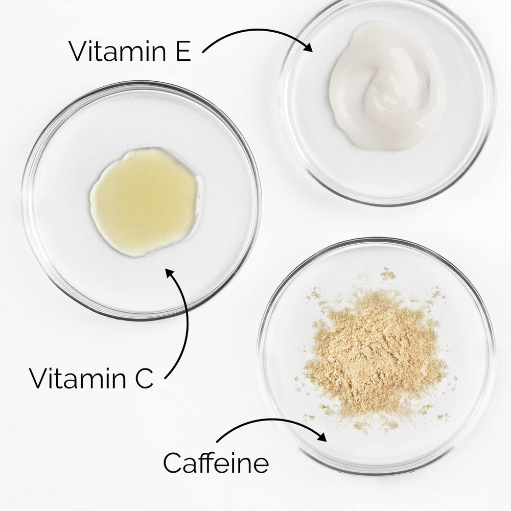 PURE RESEARCH caffeine eye cream dispense pump showing easy, precise application