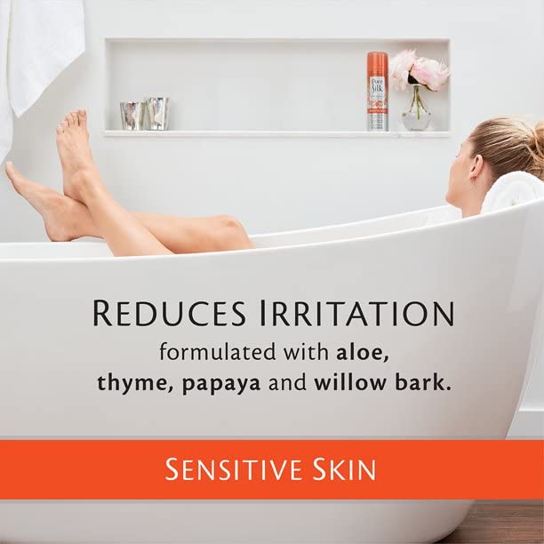 Pure Silk shave cream massaged into skin for calm, hydrated feel
